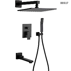 Πολυτελής εντοιχισμένη ντουζιέρα με επιτοίχιο μίκτη, μαύρη – DD517 - Sellzone.bg Πολυτελής εντοιχισμένη ντουζιέρα με επιτοίχιο μίκτη, μαύρη – DD517